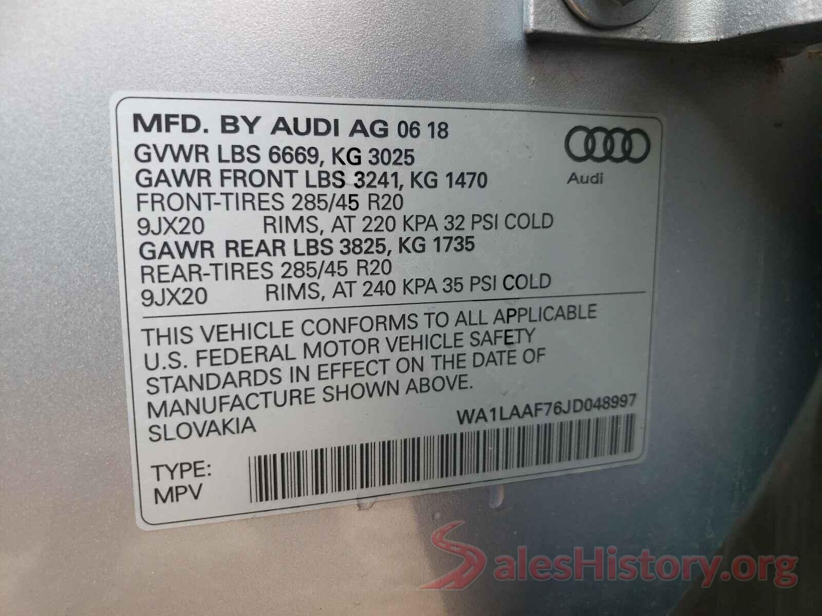 WA1LAAF76JD048997 2018 AUDI Q7