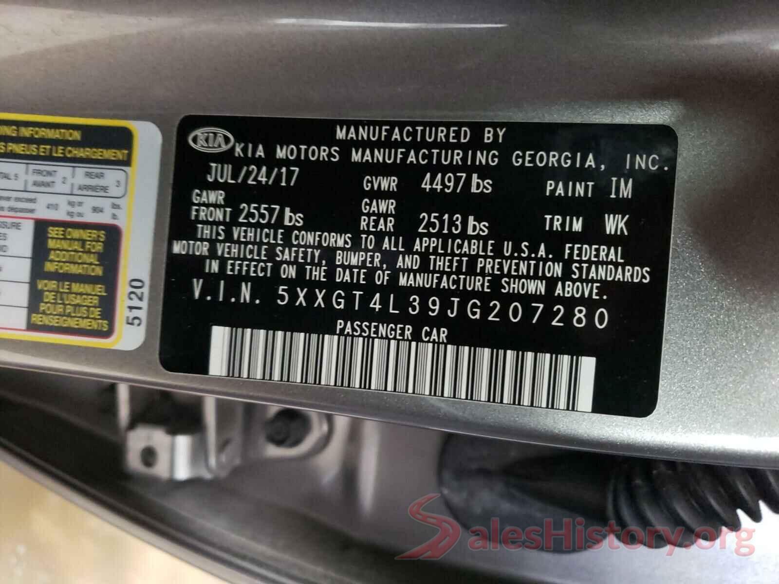 5XXGT4L39JG207280 2018 KIA OPTIMA