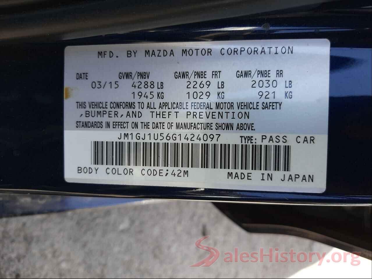 JM1GJ1U56G1424097 2016 MAZDA 6