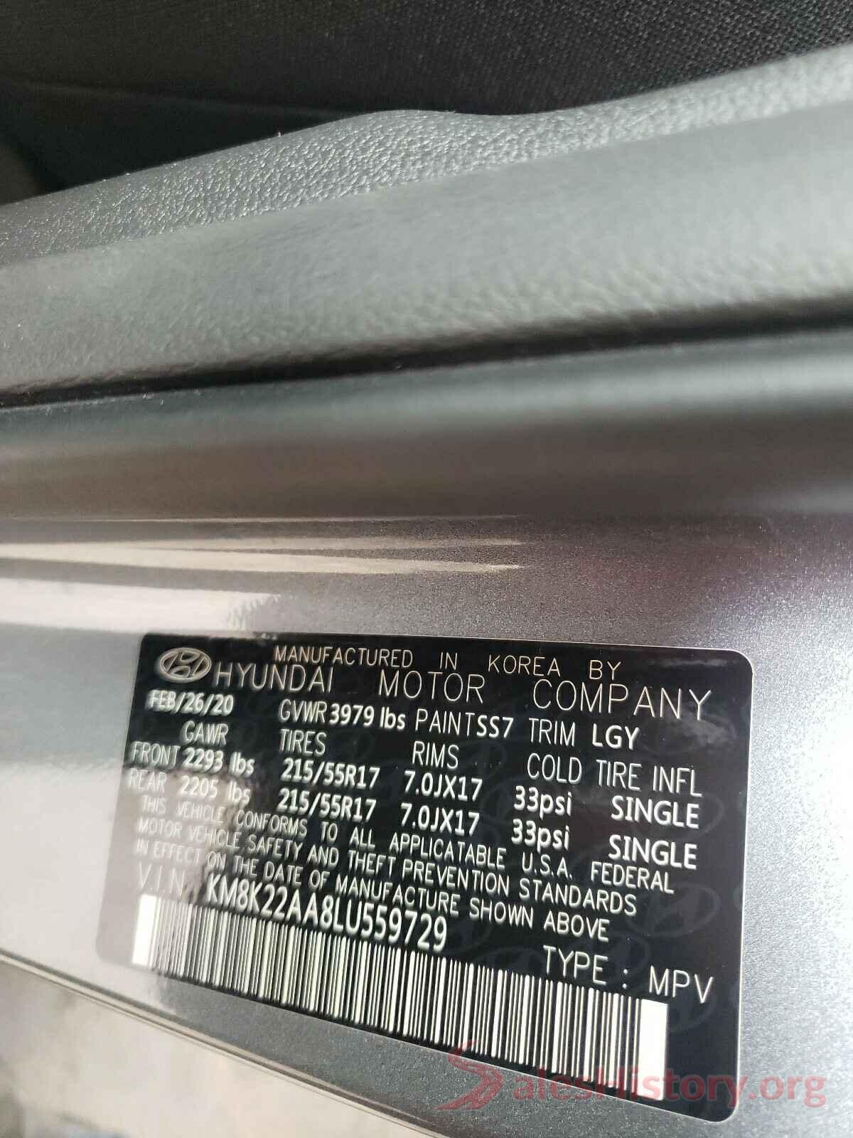 KM8K22AA8LU559729 2020 HYUNDAI KONA