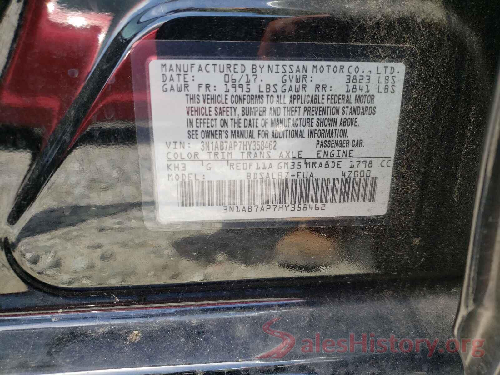 3N1AB7AP7HY358462 2017 NISSAN SENTRA