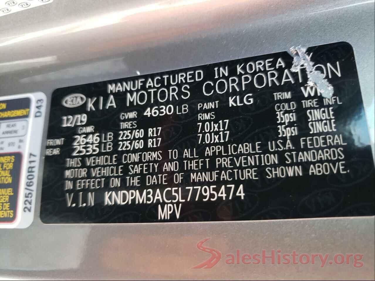 KNDPM3AC5L7795474 2020 KIA SPORTAGE