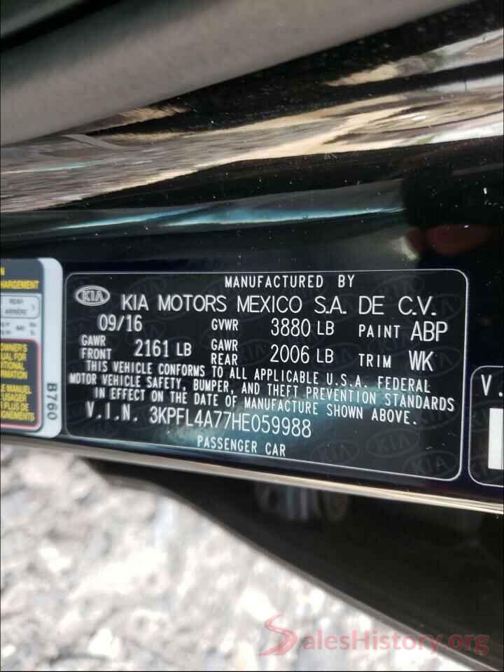 3KPFL4A77HE059988 2017 KIA FORTE