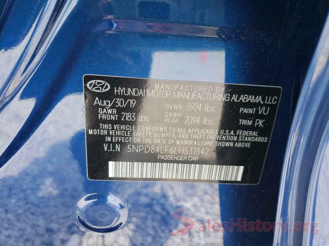 5NPD84LF6LH531342 2020 HYUNDAI ELANTRA