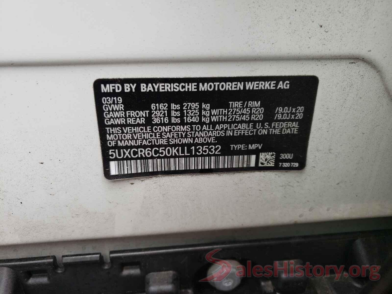 5UXCR6C50KLL13532 2019 BMW X5