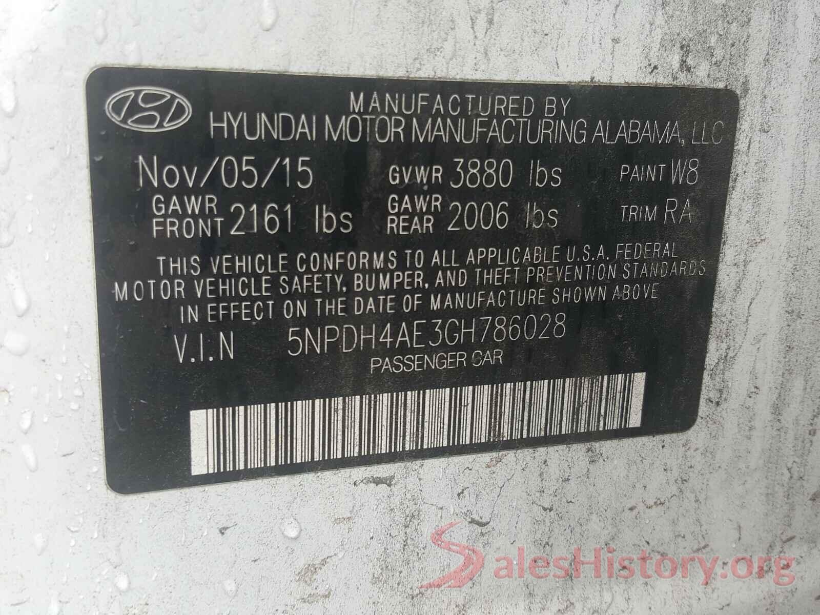 5NPDH4AE3GH786028 2016 HYUNDAI ELANTRA