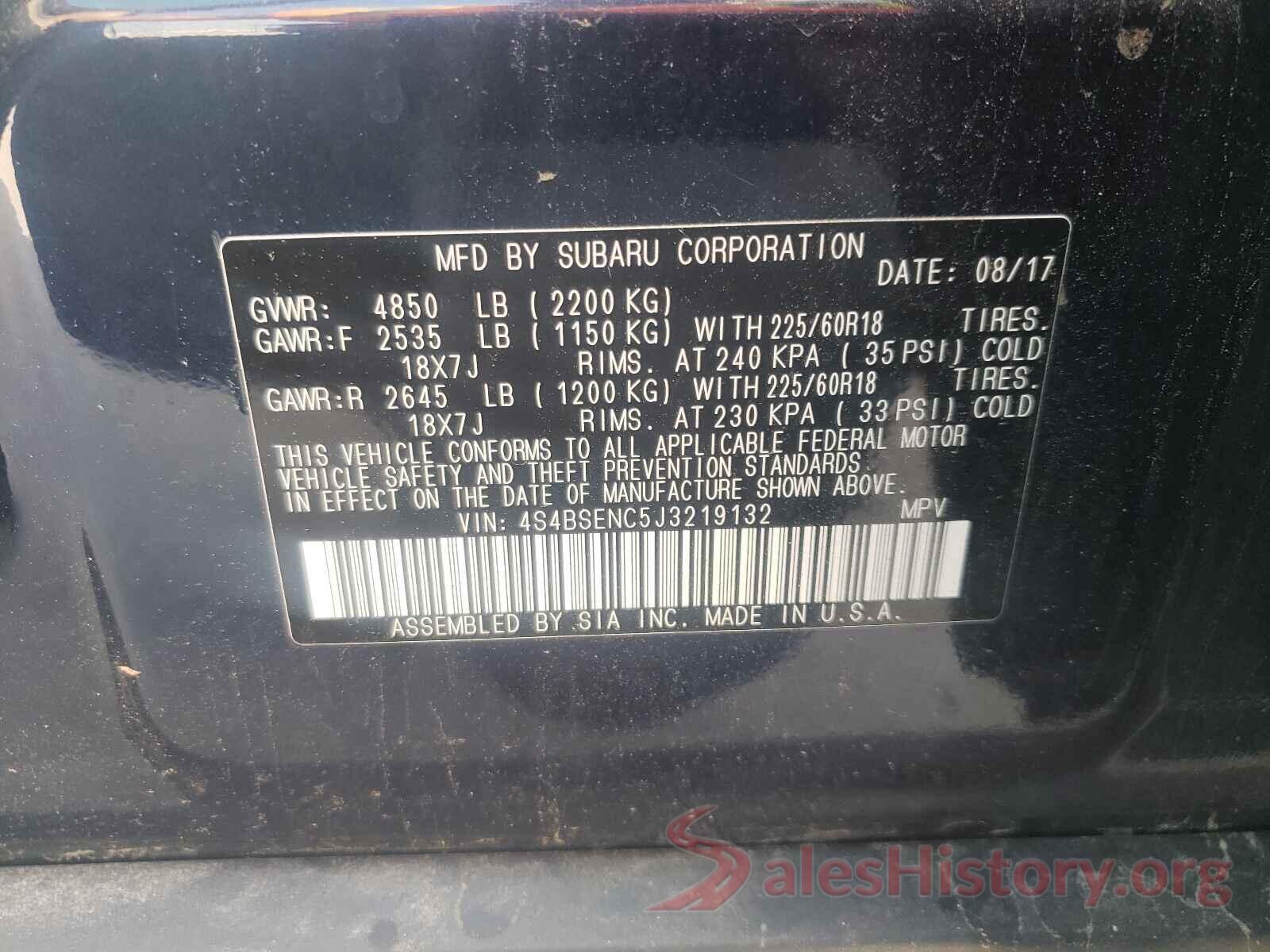 4S4BSENC5J3219132 2018 SUBARU OUTBACK