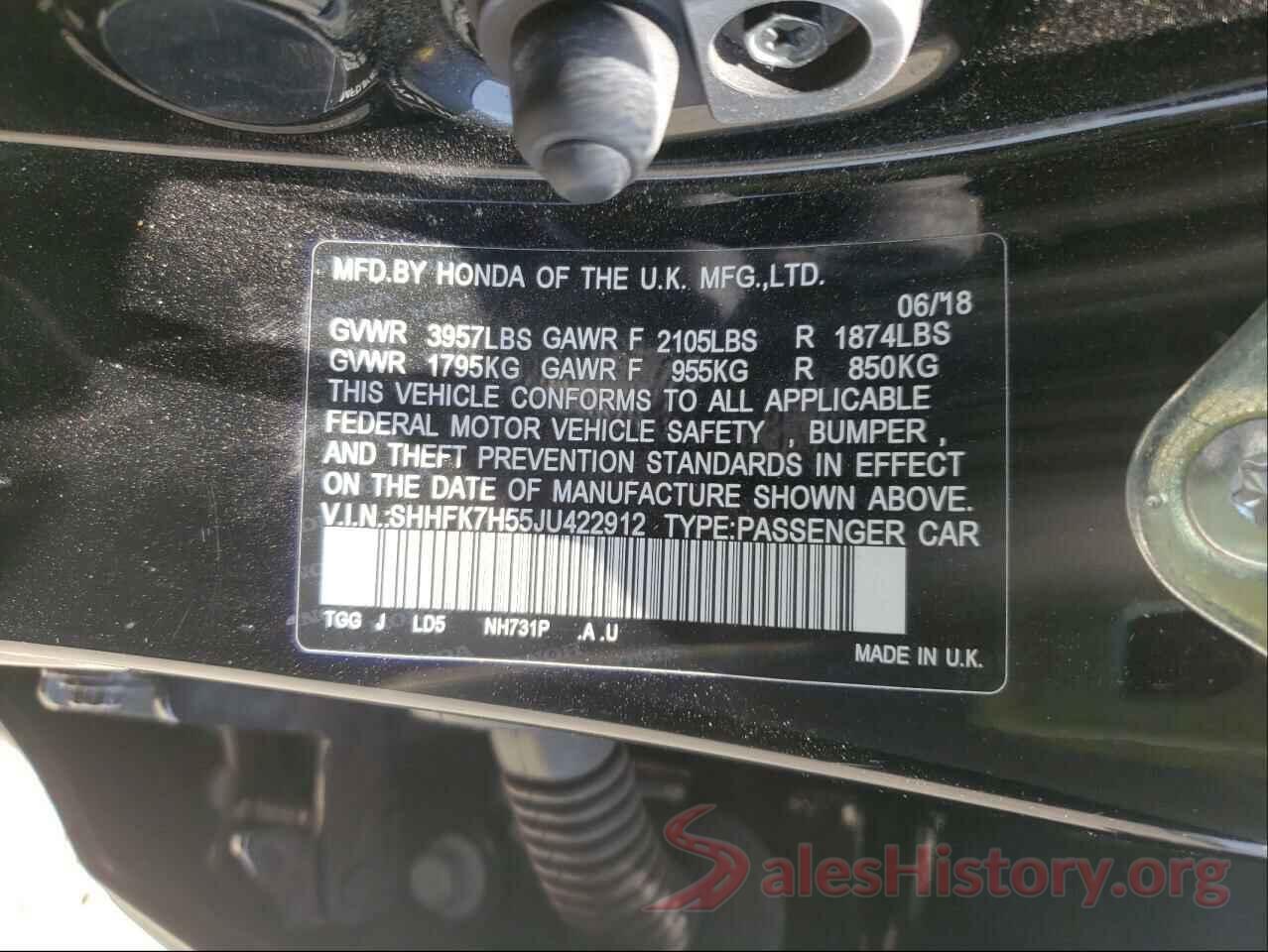 SHHFK7H55JU422912 2018 HONDA CIVIC