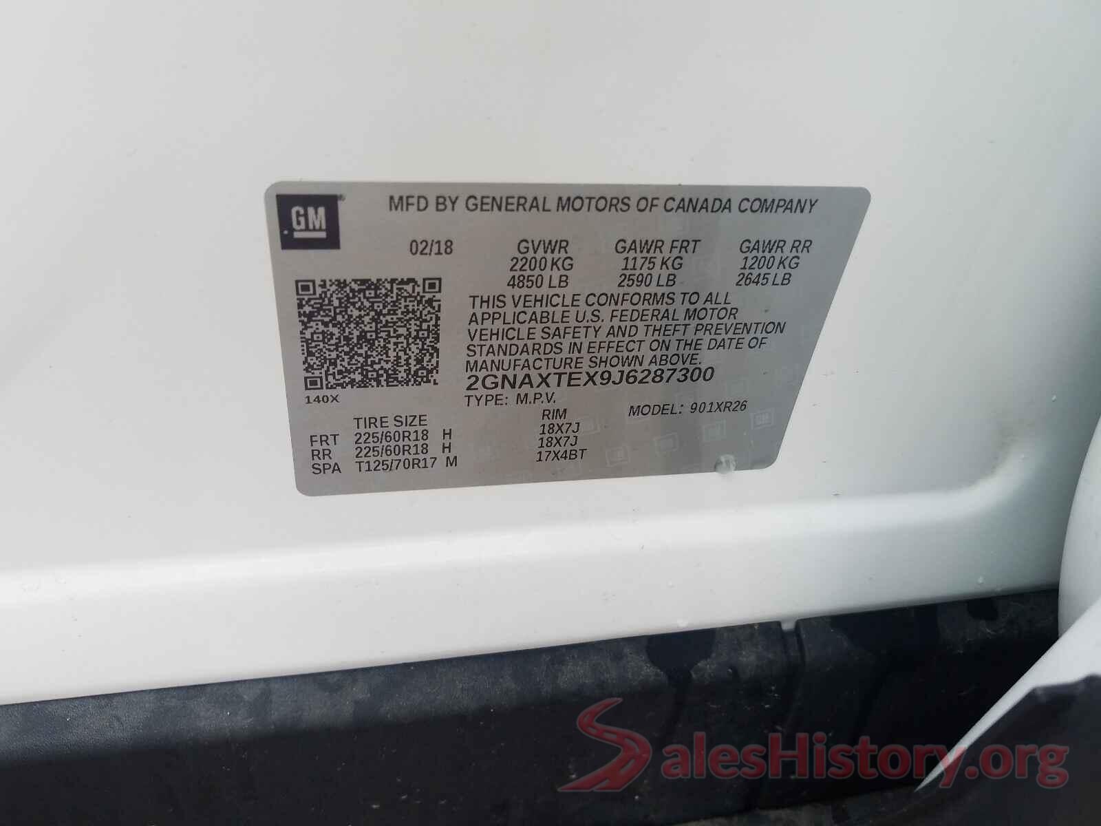 2GNAXTEX9J6287300 2018 CHEVROLET EQUINOX