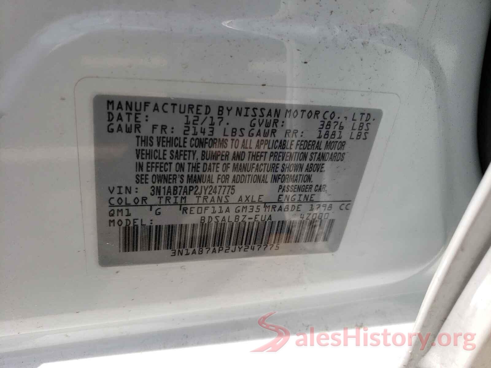 3N1AB7AP2JY247775 2018 NISSAN SENTRA