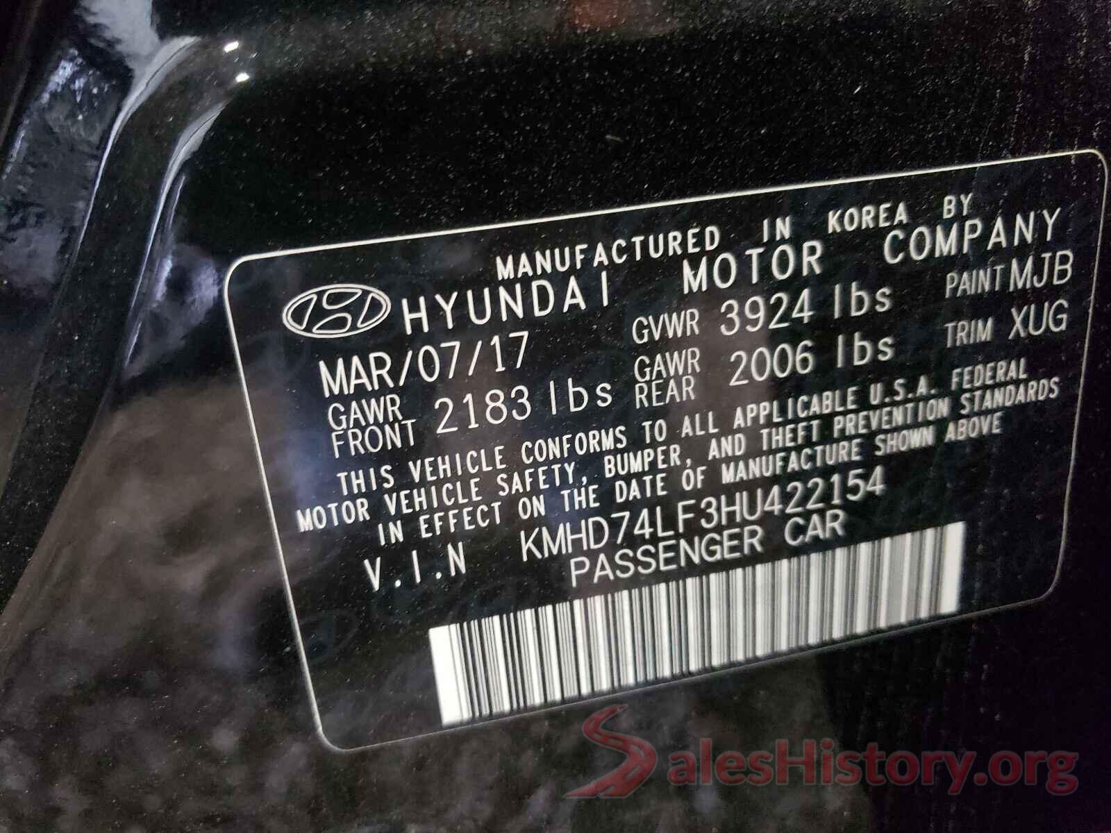 KMHD74LF3HU422154 2017 HYUNDAI ELANTRA