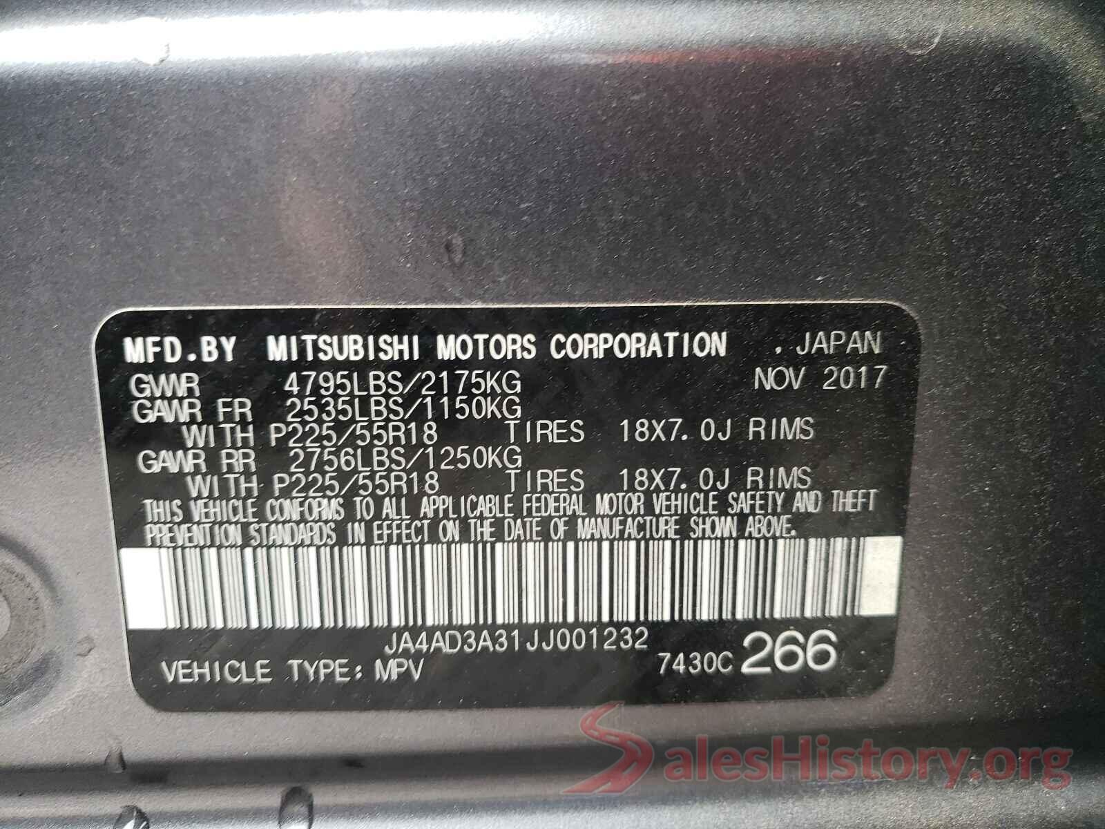 JA4AD3A31JJ001232 2018 MITSUBISHI OUTLANDER