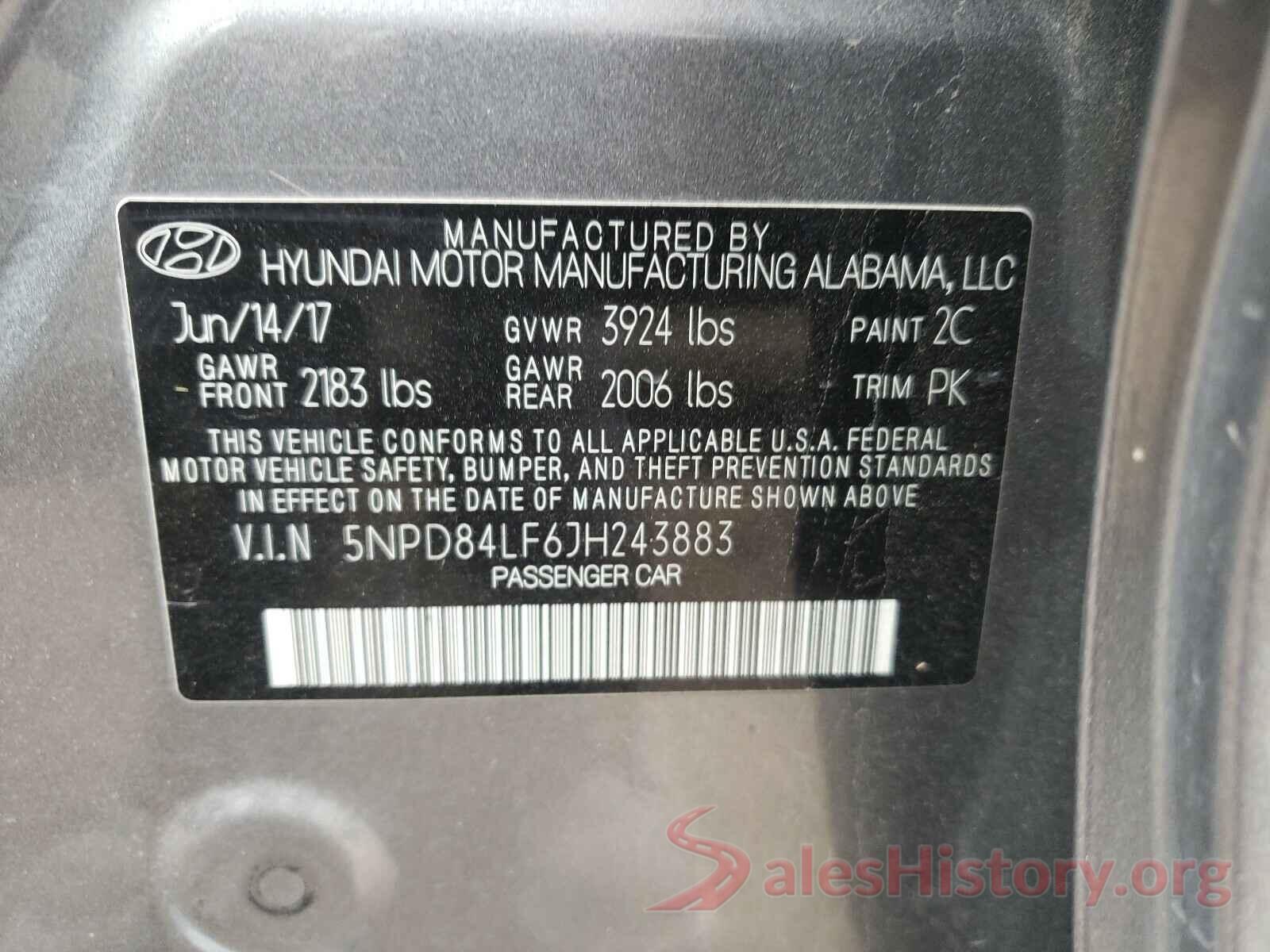 5NPD84LF6JH243883 2018 HYUNDAI ELANTRA