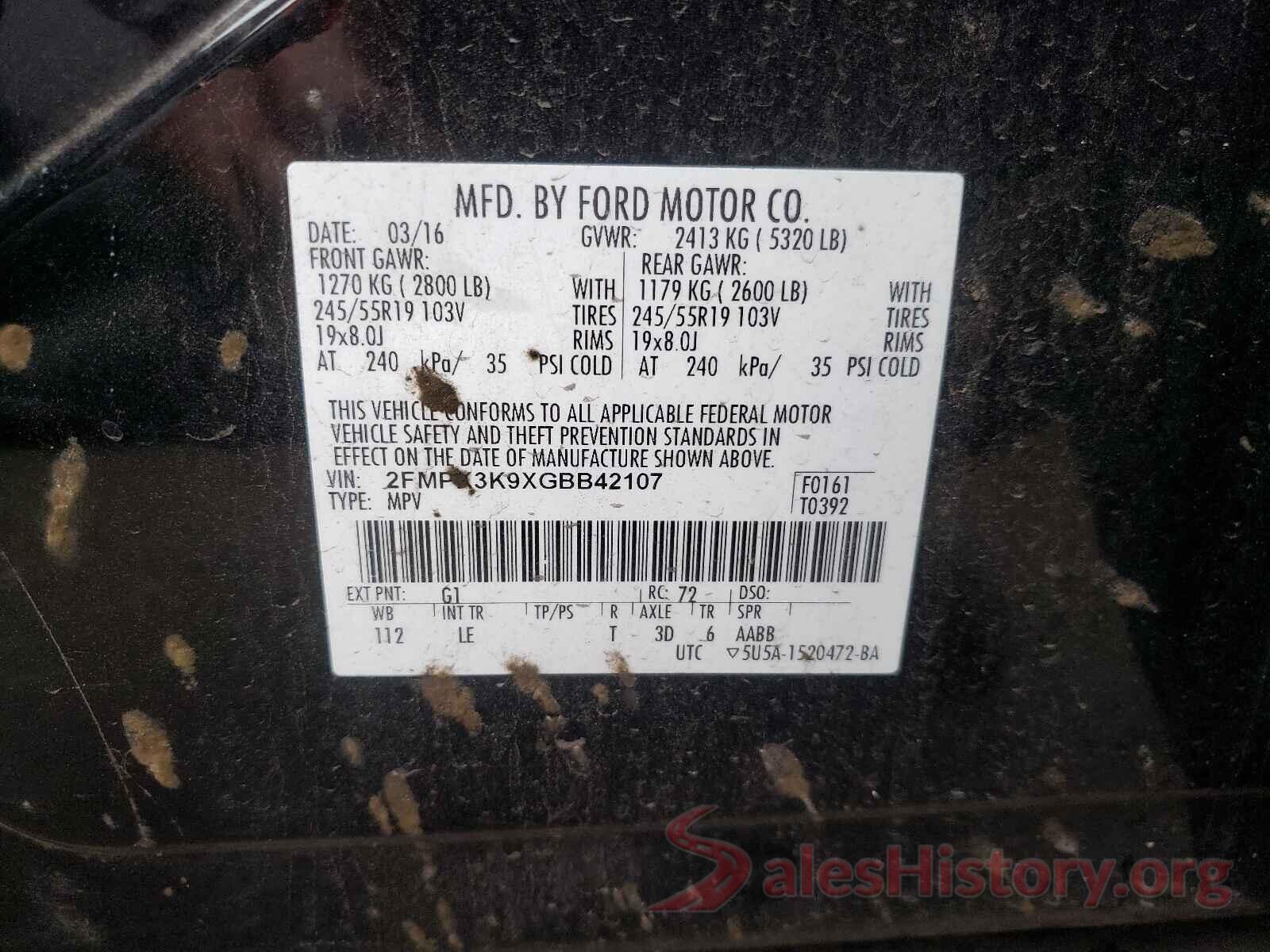 2FMPK3K9XGBB42107 2016 FORD EDGE