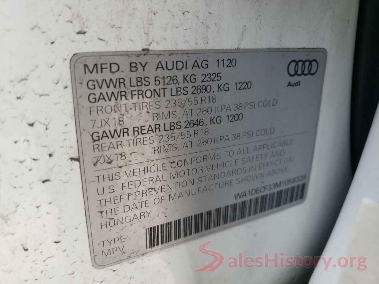 WA1DECF33M1058328 2021 AUDI Q3