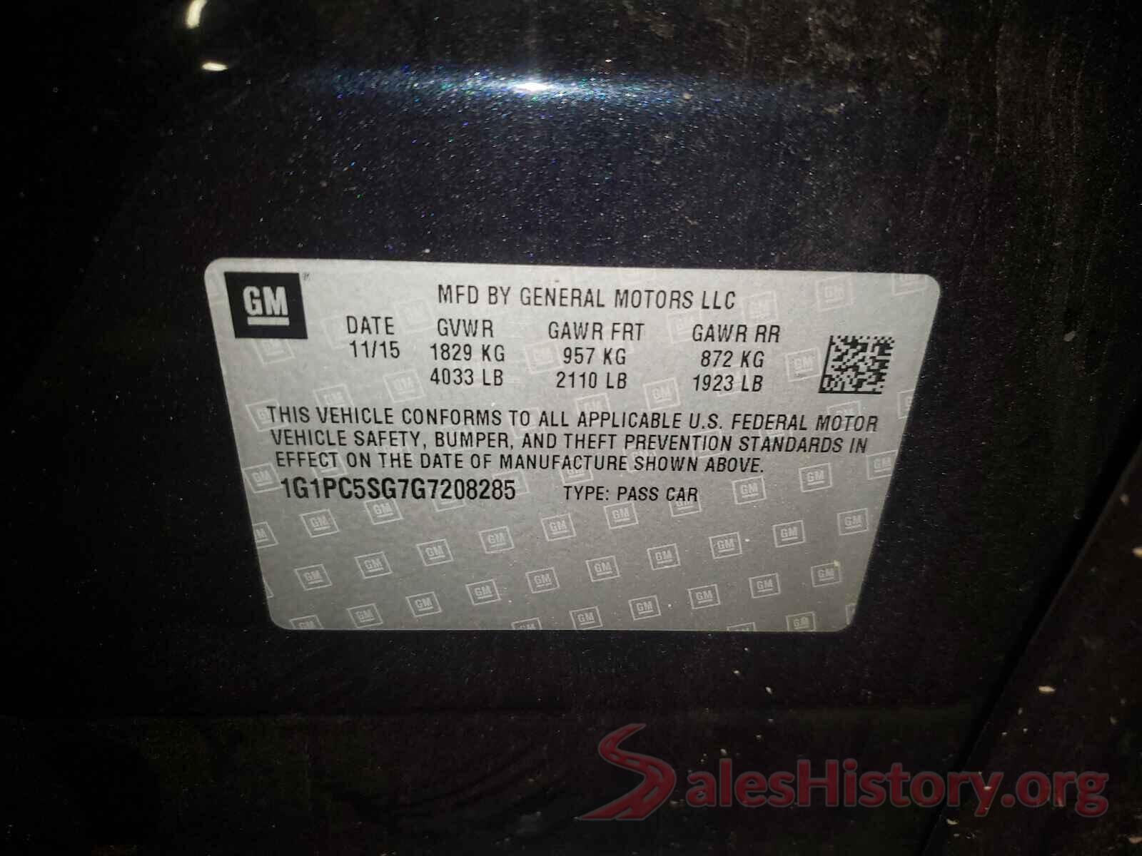 1G1PC5SG7G7208285 2016 CHEVROLET CRUZE