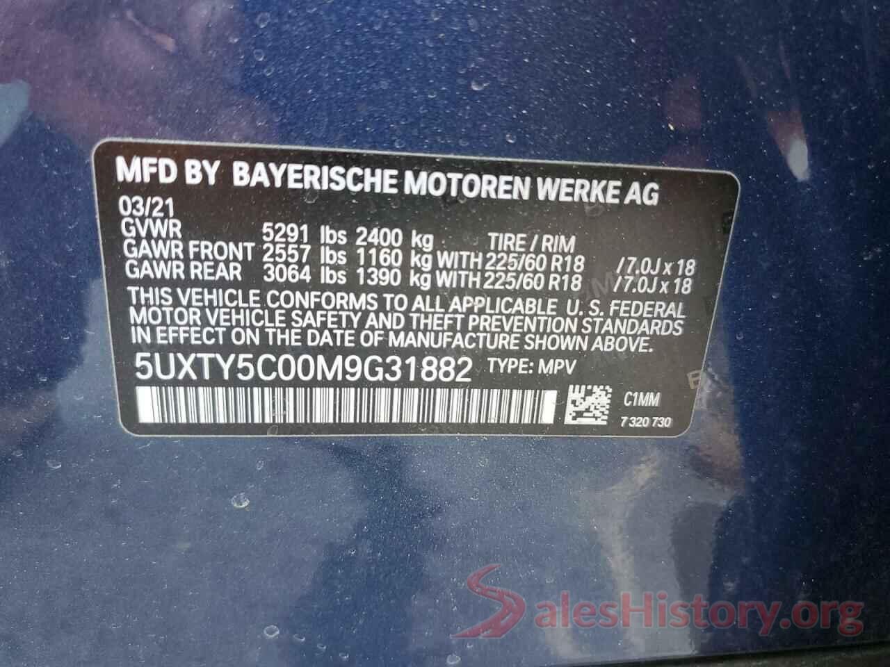 5UXTY5C00M9G31882 2021 BMW X3