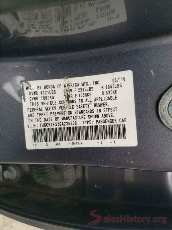 1HGCR2F53GA236830 2016 HONDA ACCORD