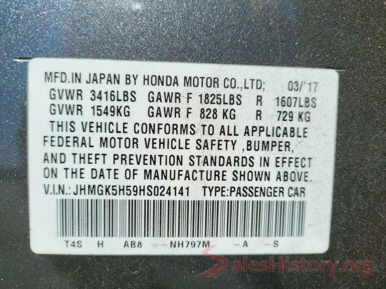 JHMGK5H59HS024141 2017 HONDA FIT