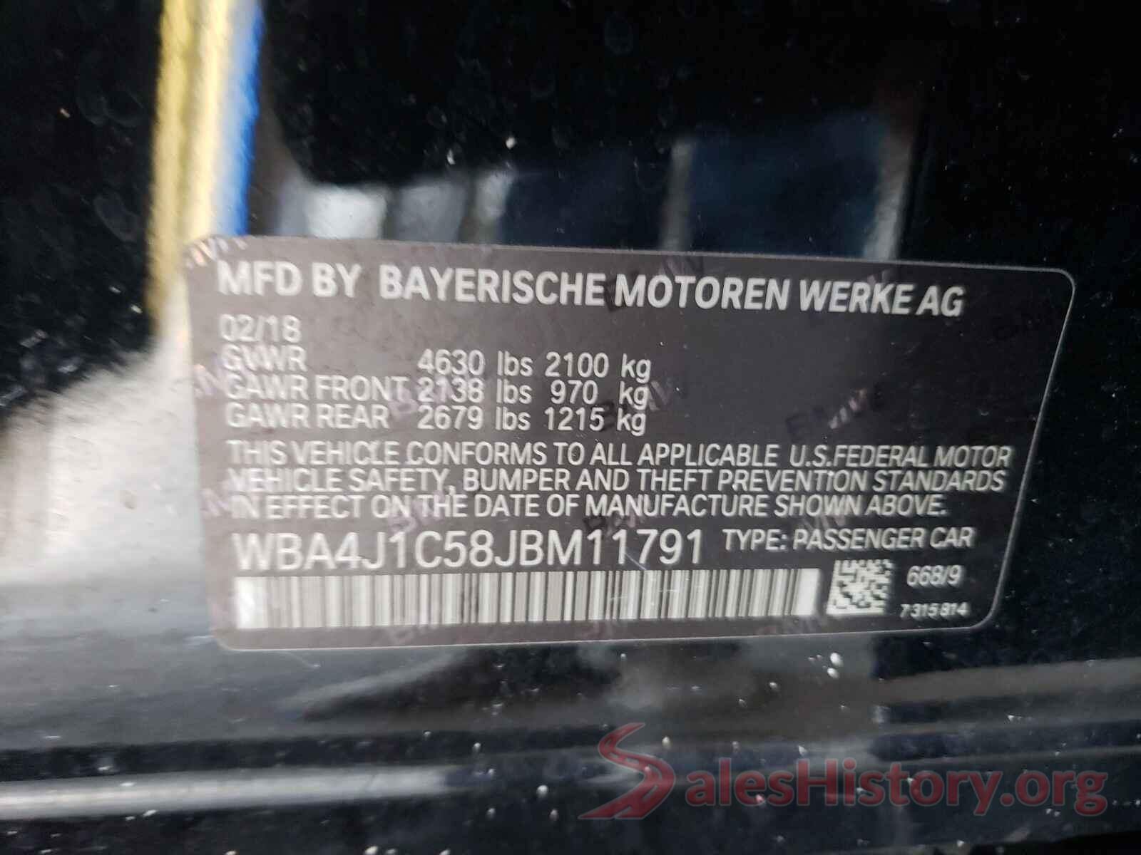 WBA4J1C58JBM11791 2018 BMW 4 SERIES