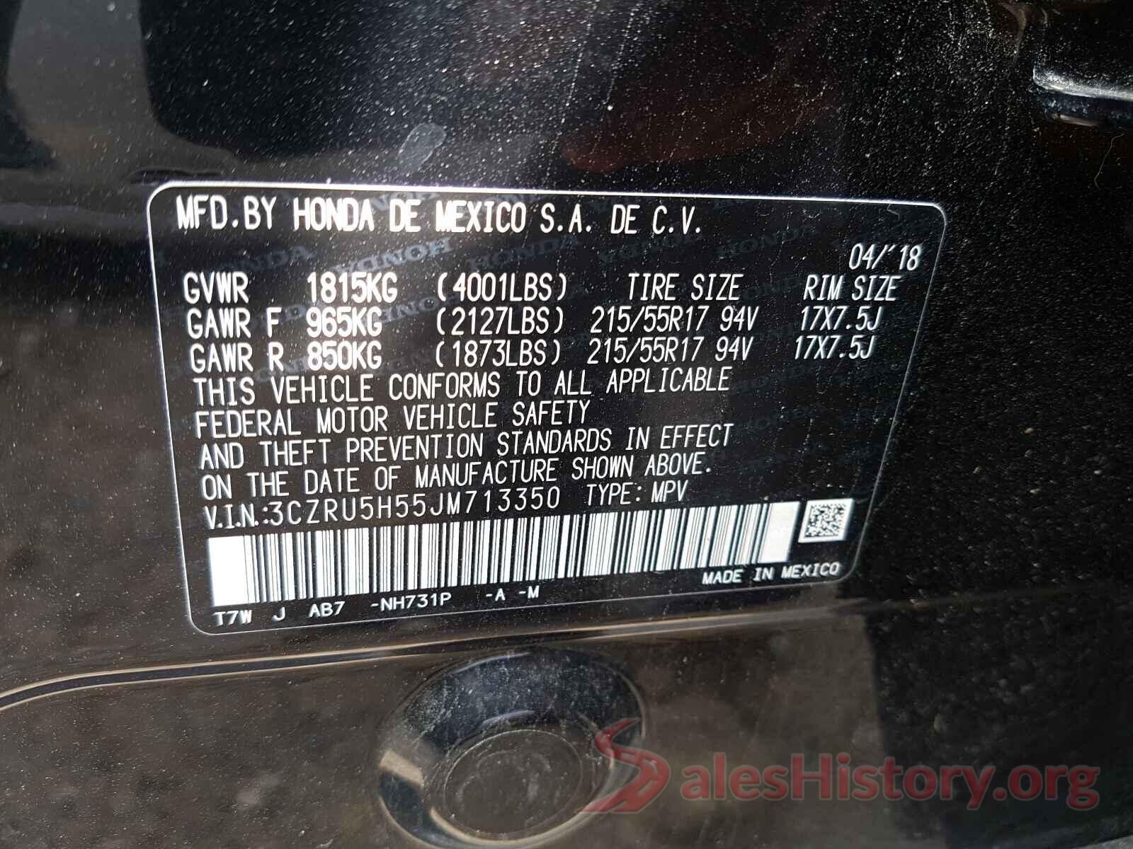 3CZRU5H55JM713350 2018 HONDA HR-V