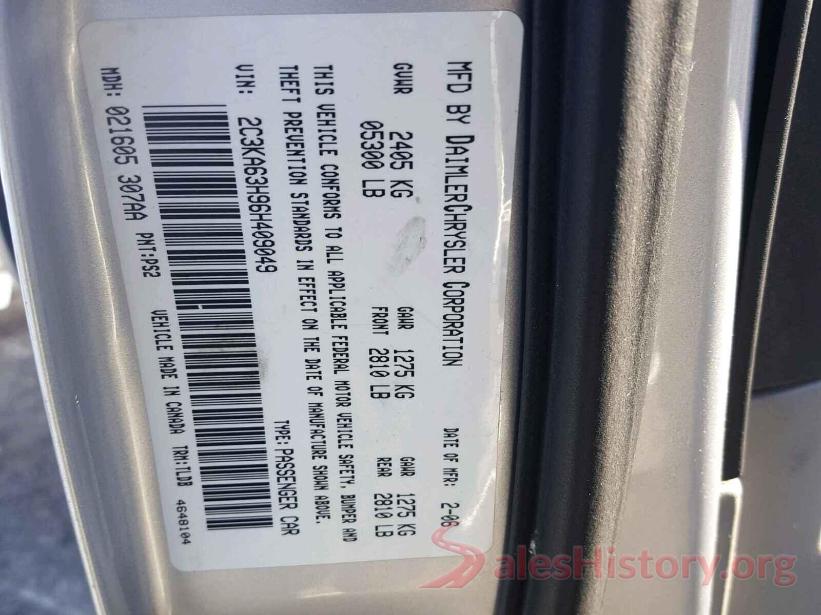 2C3KA63H96H409049 2006 CHRYSLER 300