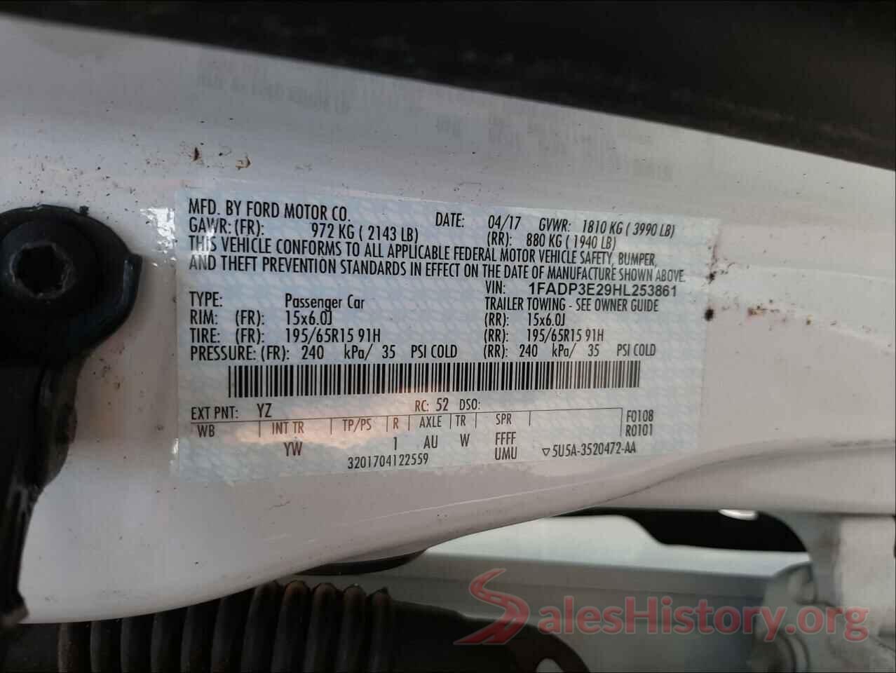 1FADP3E29HL253861 2017 FORD FOCUS