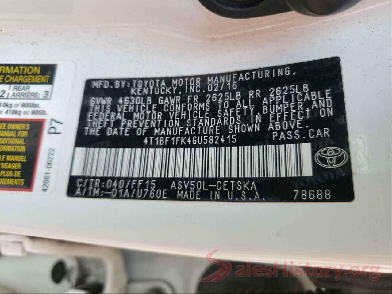 4T1BF1FK4GU582415 2016 TOYOTA CAMRY