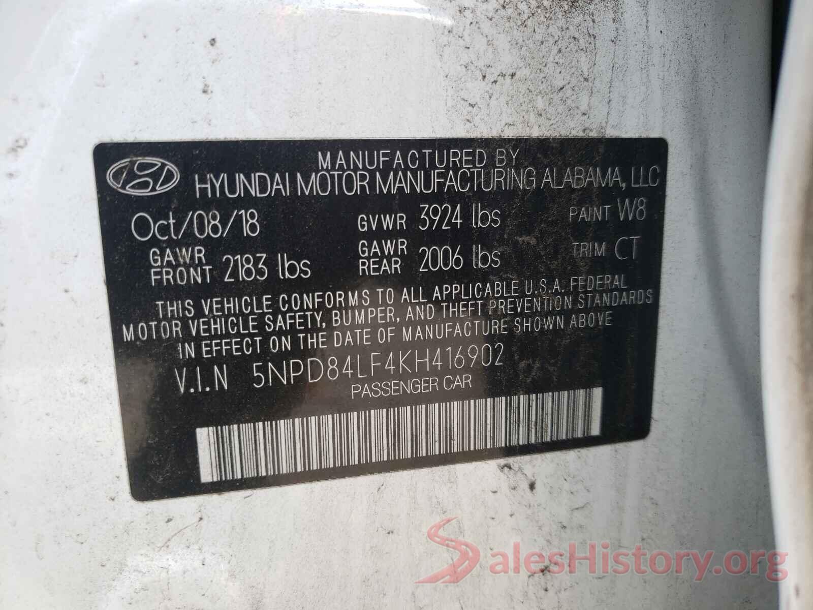 5NPD84LF4KH416902 2019 HYUNDAI ELANTRA