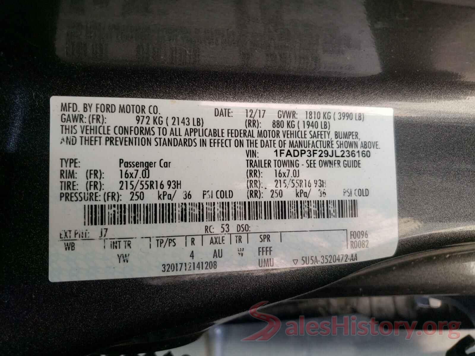 1FADP3F29JL236160 2018 FORD FOCUS