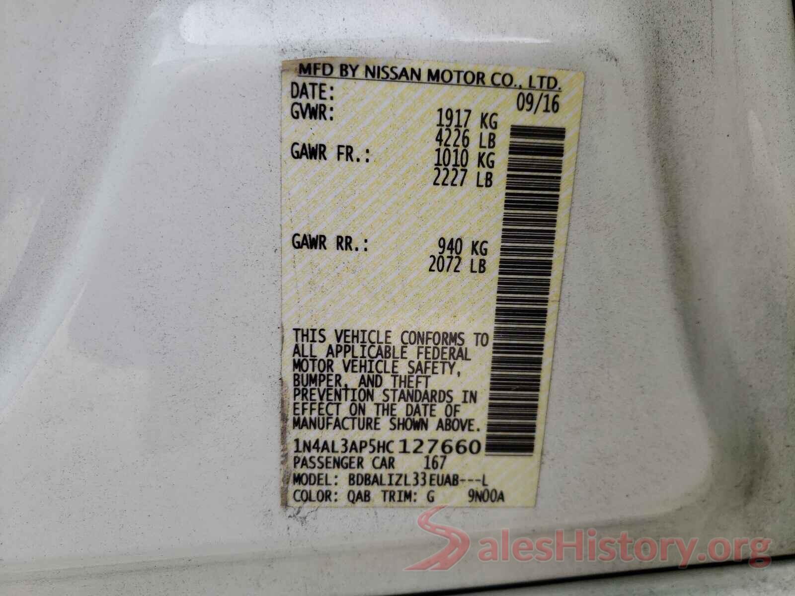 1N4AL3AP5HC127660 2017 NISSAN ALTIMA