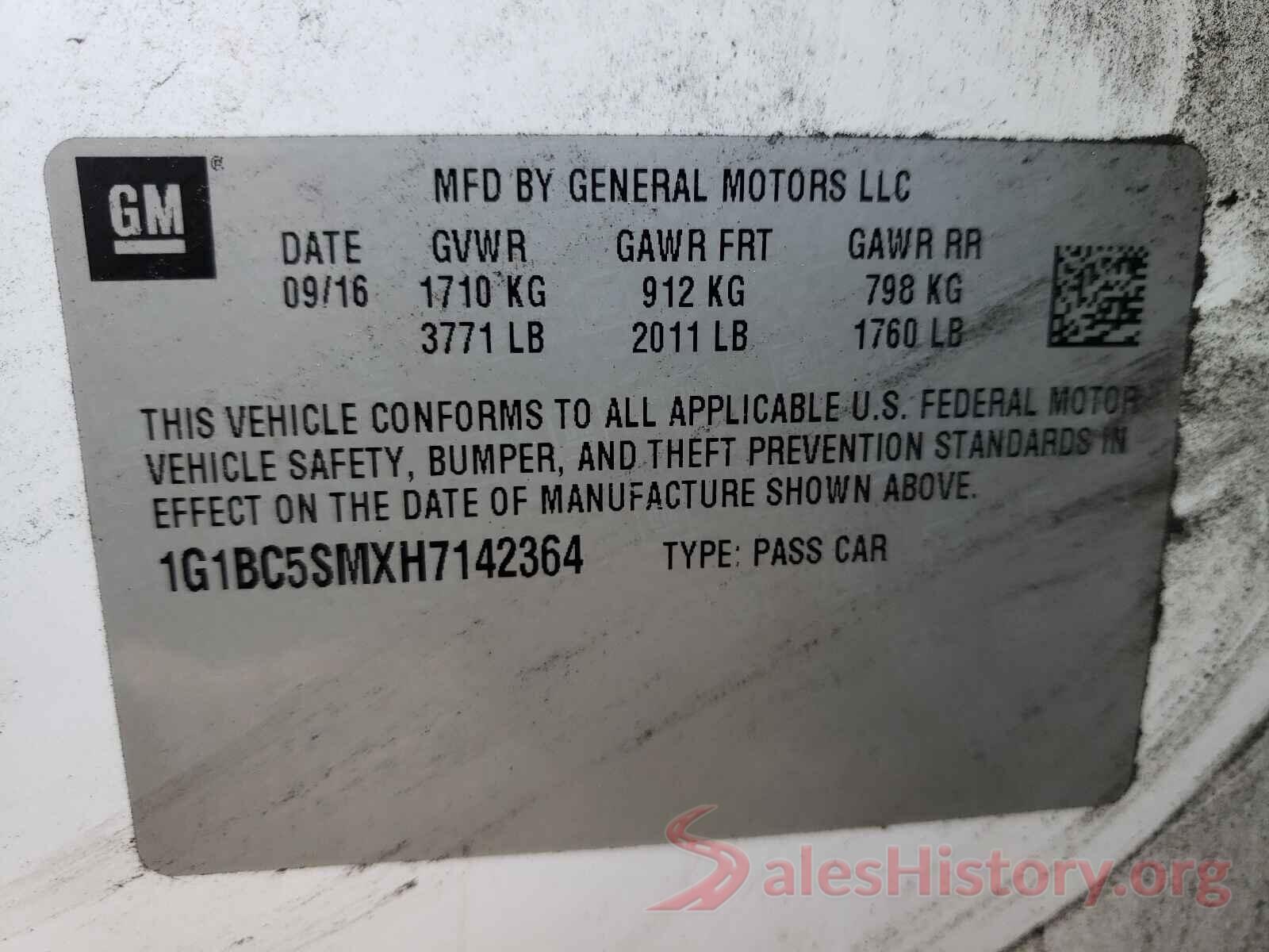 1G1BC5SMXH7142364 2017 CHEVROLET CRUZE