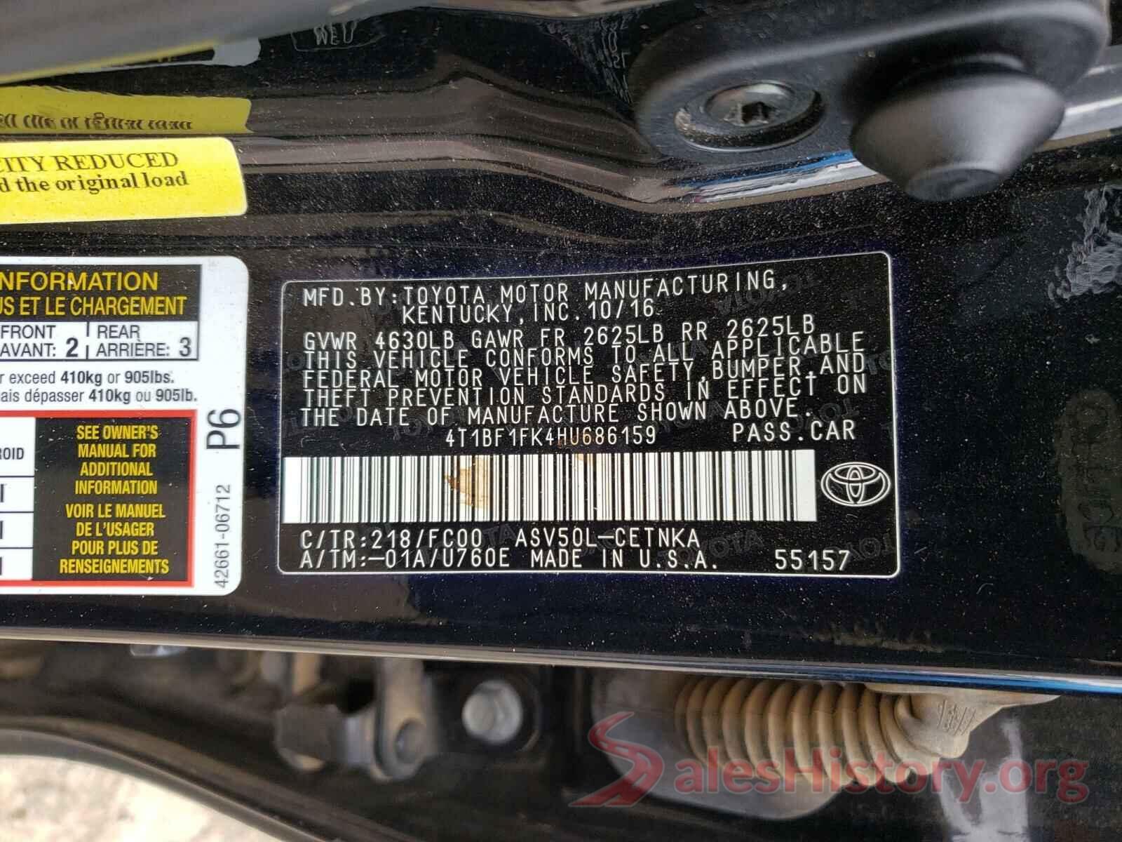 4T1BF1FK4HU686159 2017 TOYOTA CAMRY