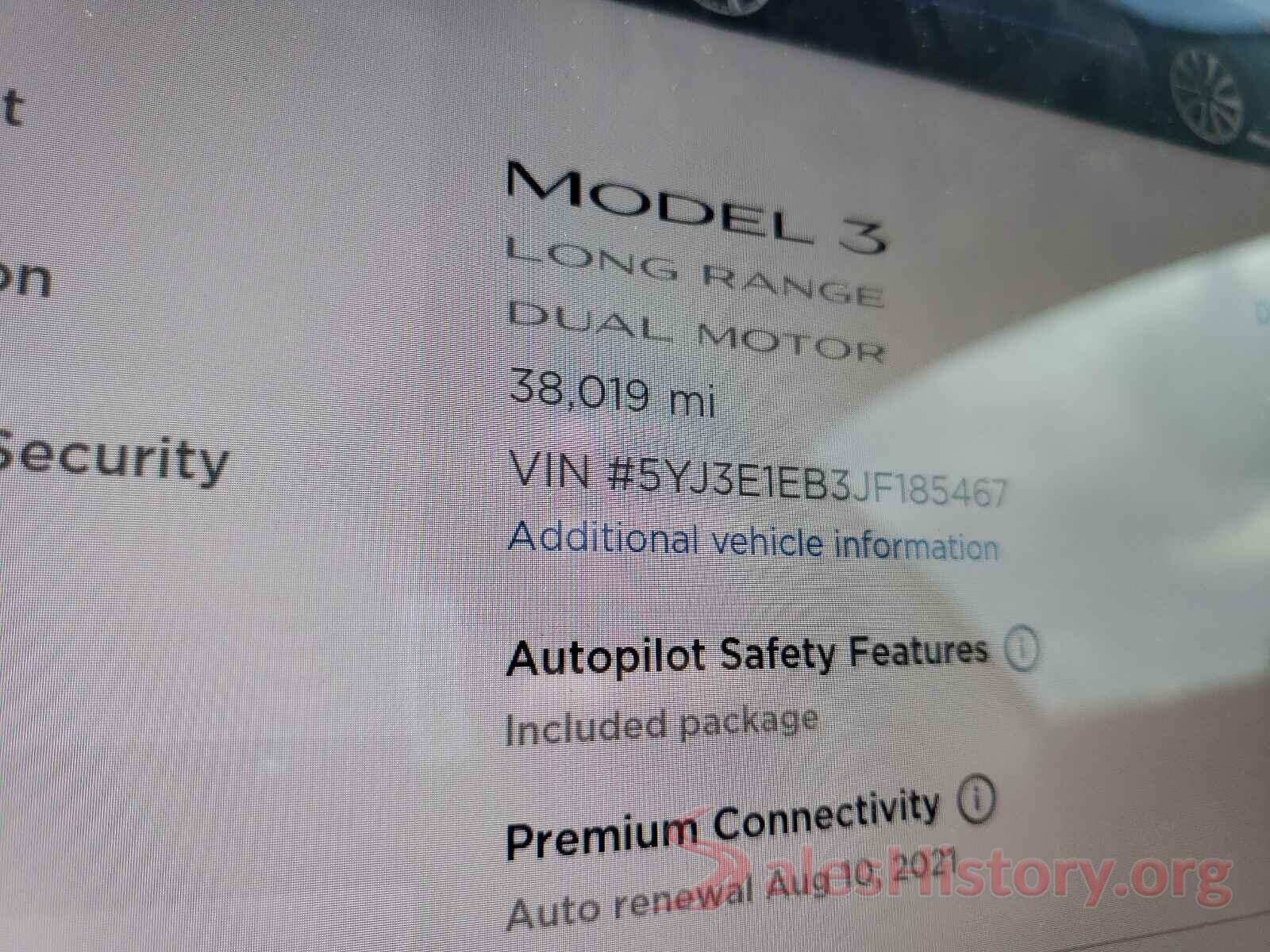 5YJ3E1EB3JF185467 2018 TESLA MODEL 3