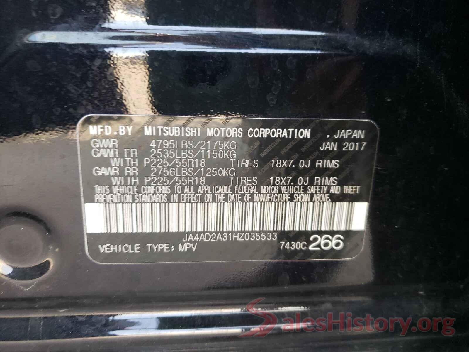 JA4AD2A31HZ035533 2017 MITSUBISHI OUTLANDER