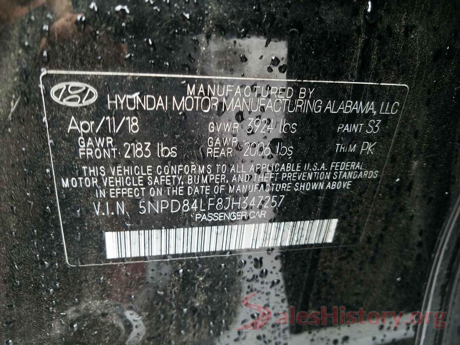 5NPD84LF8JH347257 2018 HYUNDAI ELANTRA