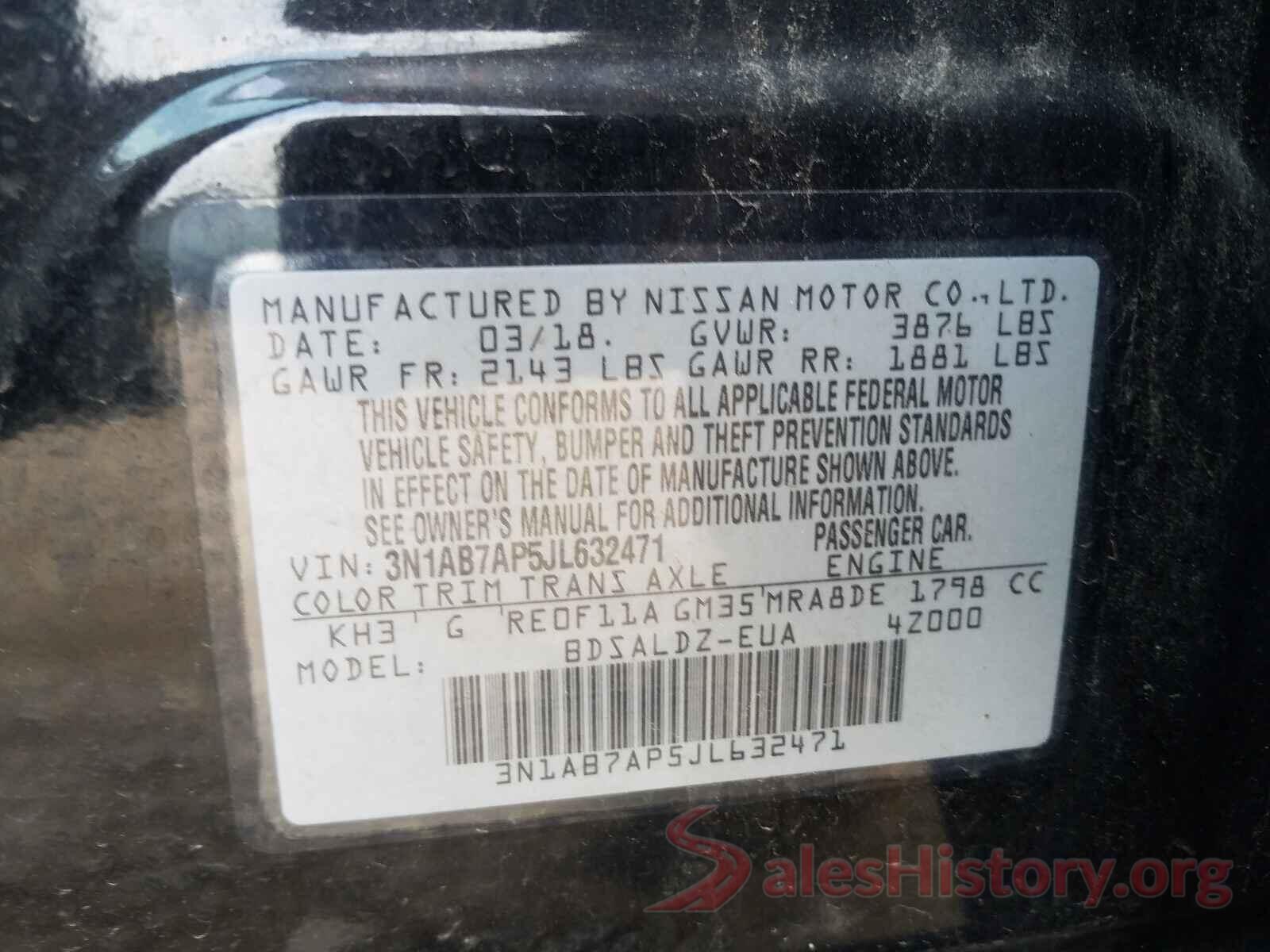 3N1AB7AP5JL632471 2018 NISSAN SENTRA