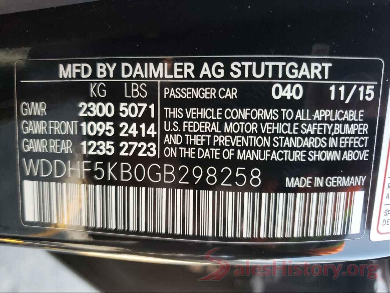 WDDHF5KB0GB298258 2016 MERCEDES-BENZ E-CLASS