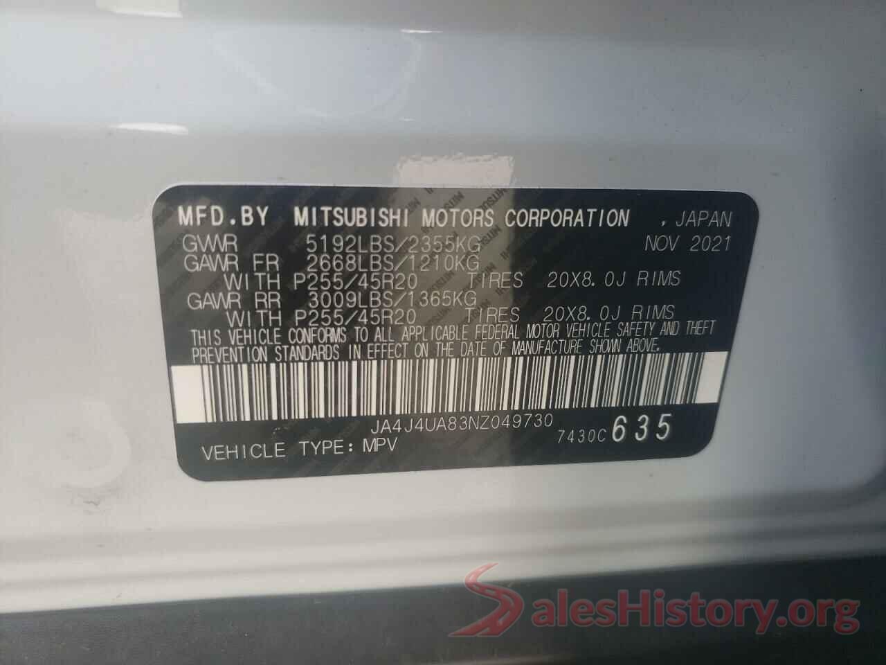 JA4J4UA83NZ049730 2022 MITSUBISHI OUTLANDER