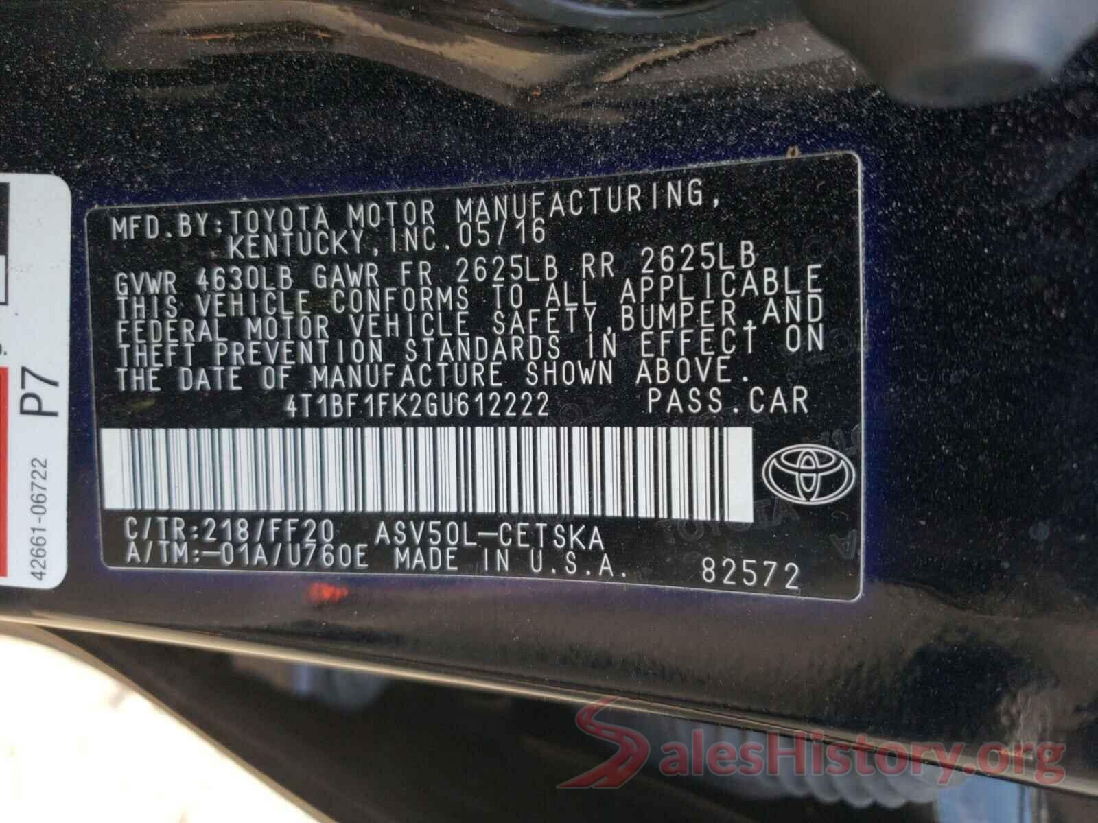 4T1BF1FK2GU612222 2016 TOYOTA CAMRY