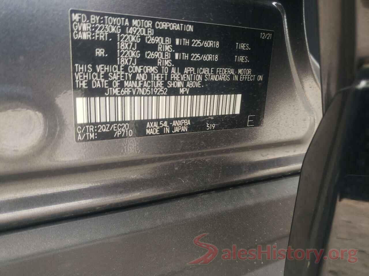 JTME6RFV7ND519252 2022 TOYOTA RAV4