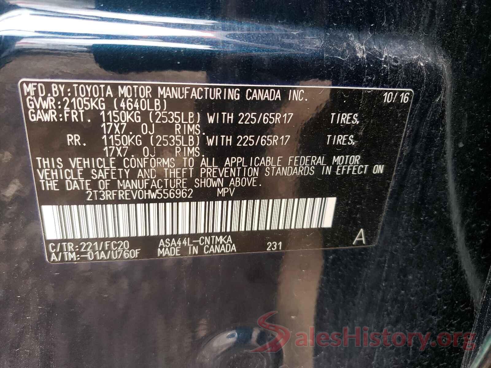 2T3RFREV0HW556962 2017 TOYOTA RAV4