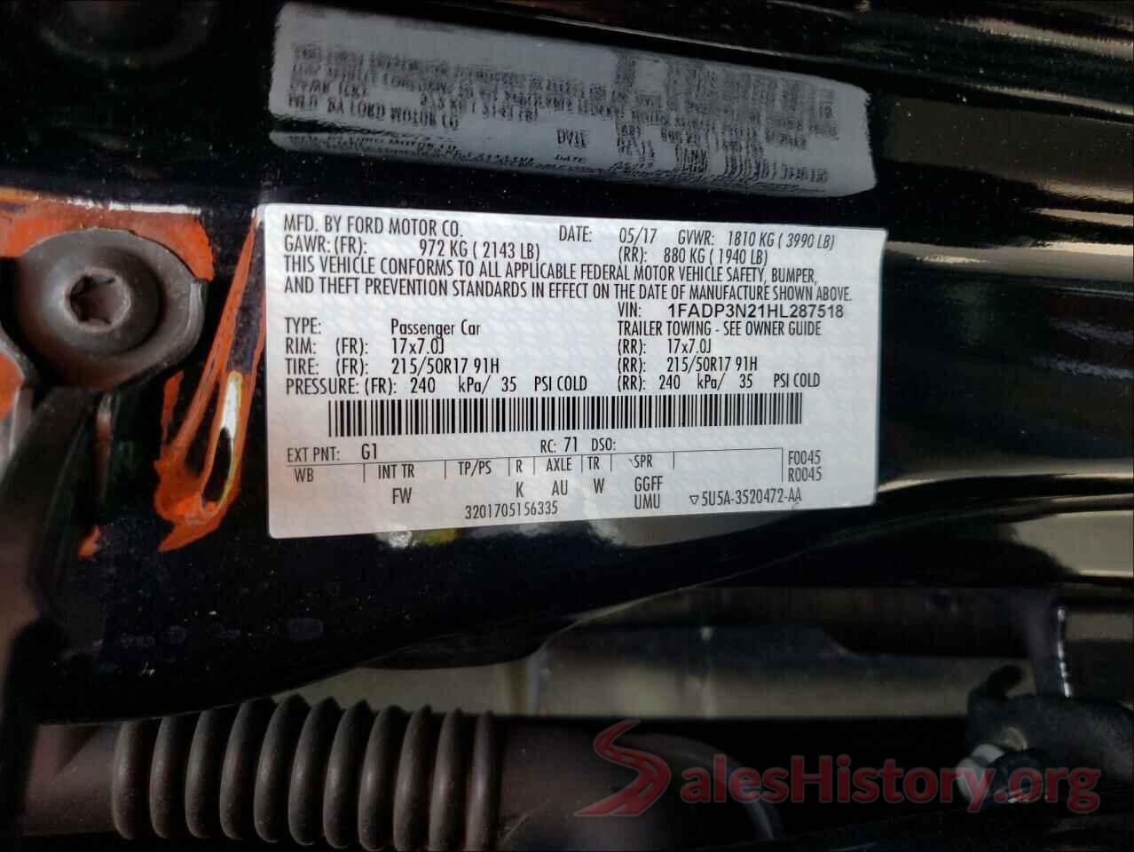 1FADP3N21HL287518 2017 FORD FOCUS