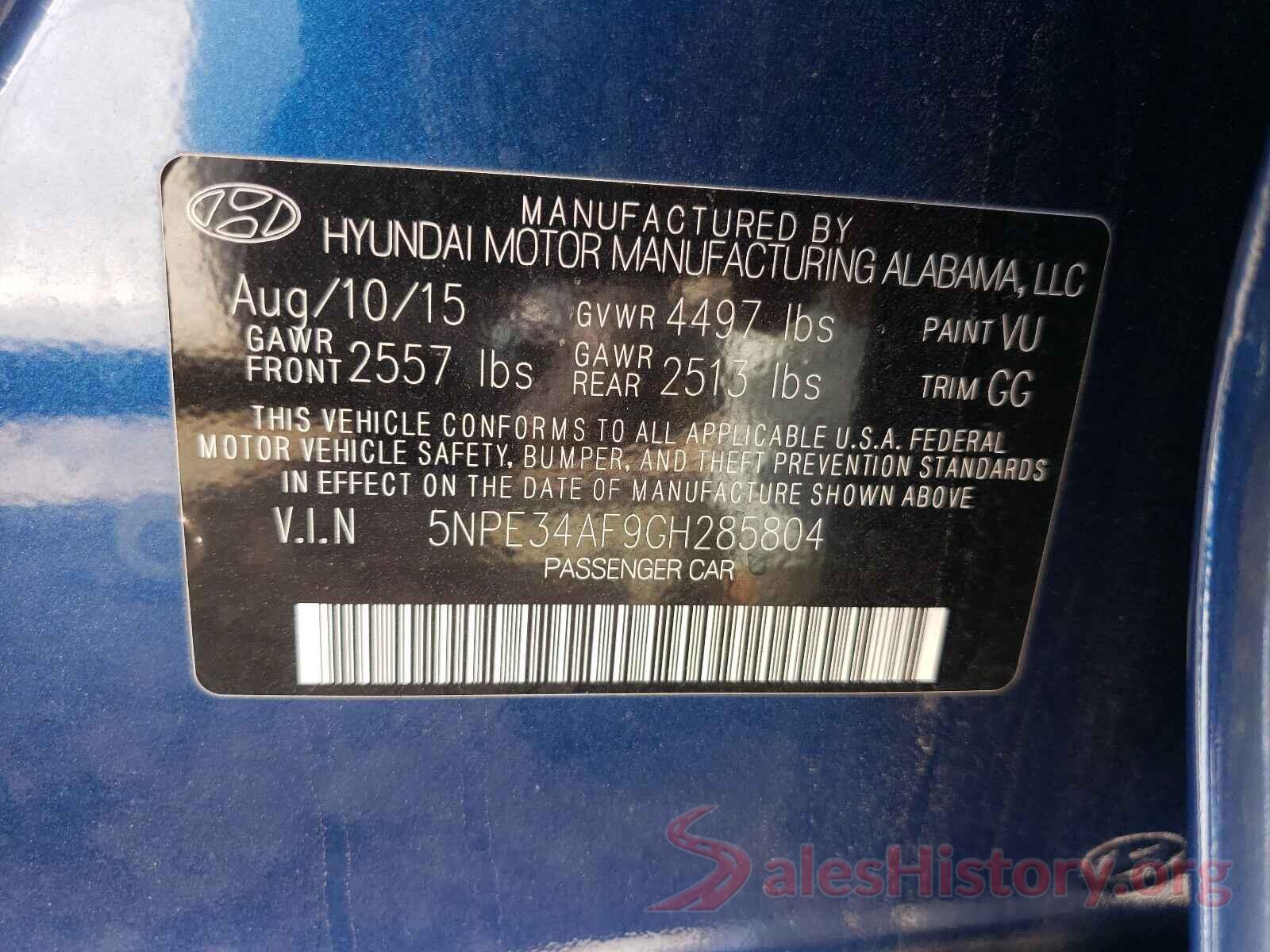 5NPE34AF9GH285804 2016 HYUNDAI SONATA