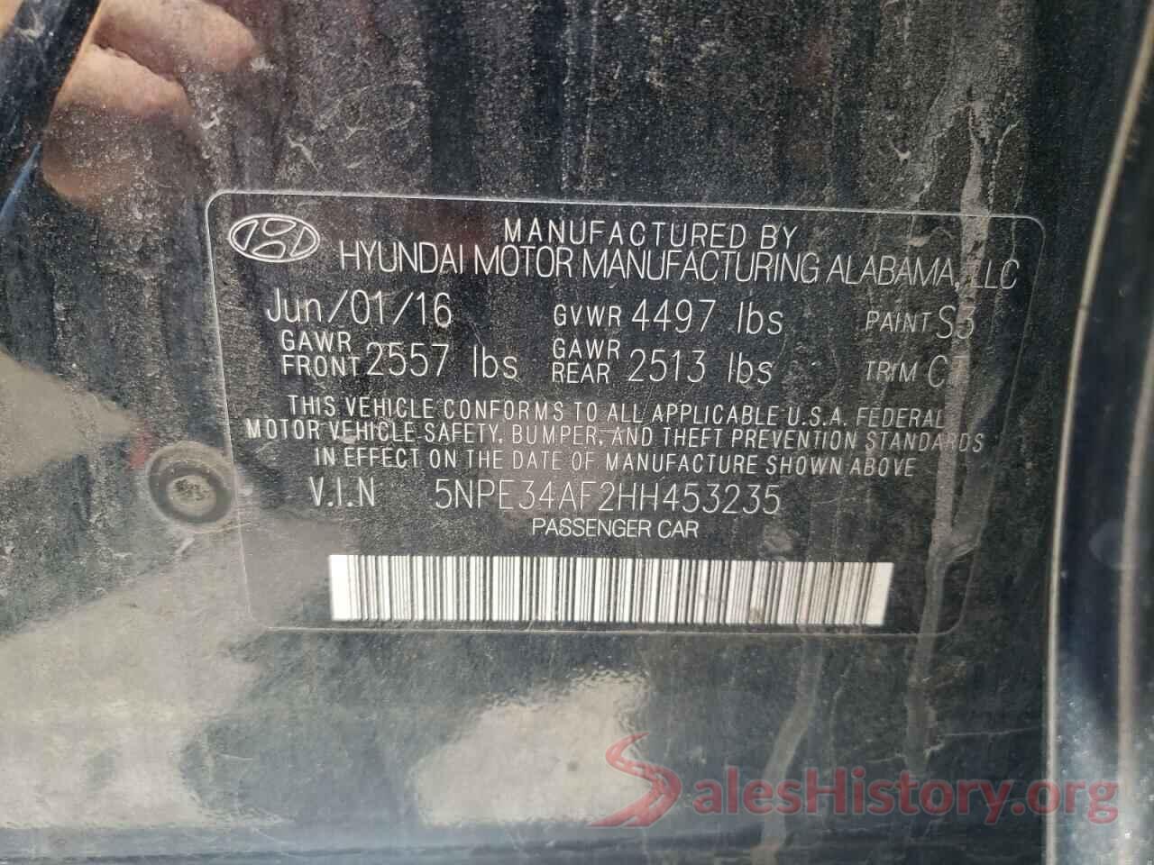 5NPE34AF2HH453235 2017 HYUNDAI SONATA