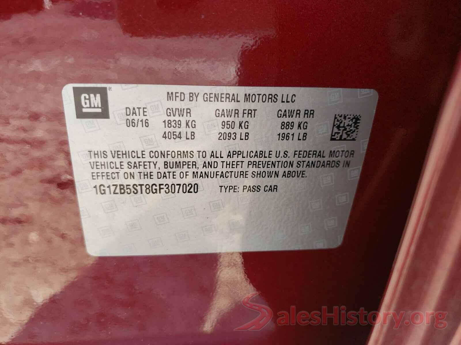 1G1ZB5ST8GF307020 2016 CHEVROLET MALIBU