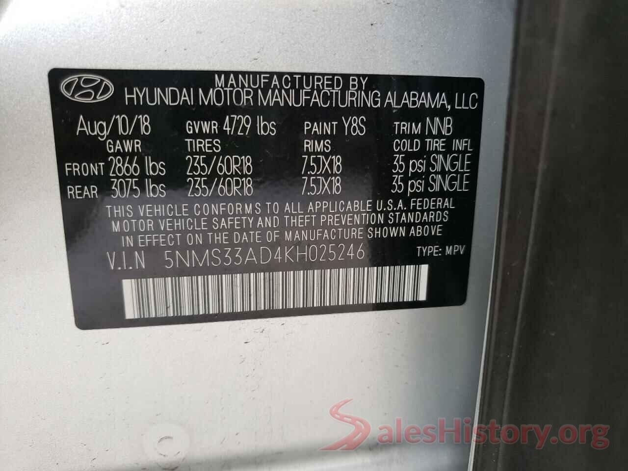 5NMS33AD4KH025246 2019 HYUNDAI SANTA FE