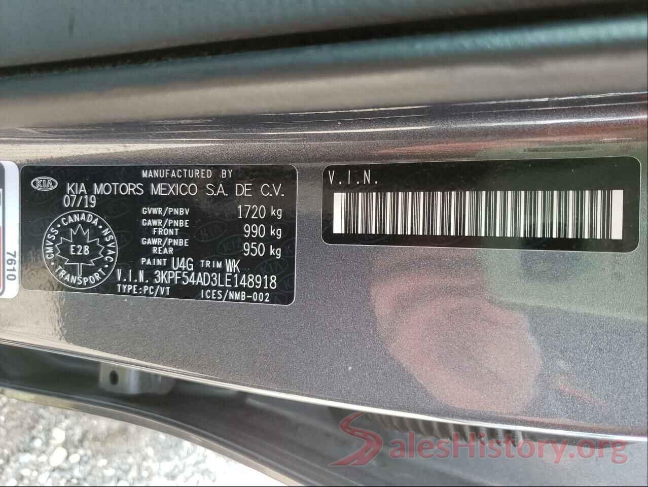 3KPF54AD3LE148918 2020 KIA FORTE