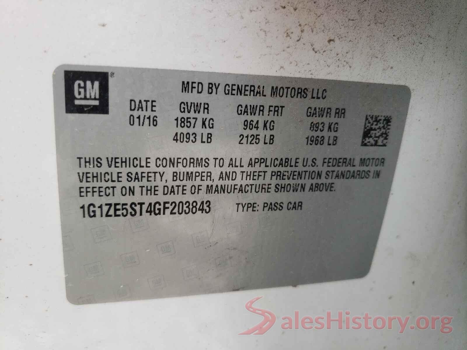 1G1ZE5ST4GF203843 2016 CHEVROLET MALIBU