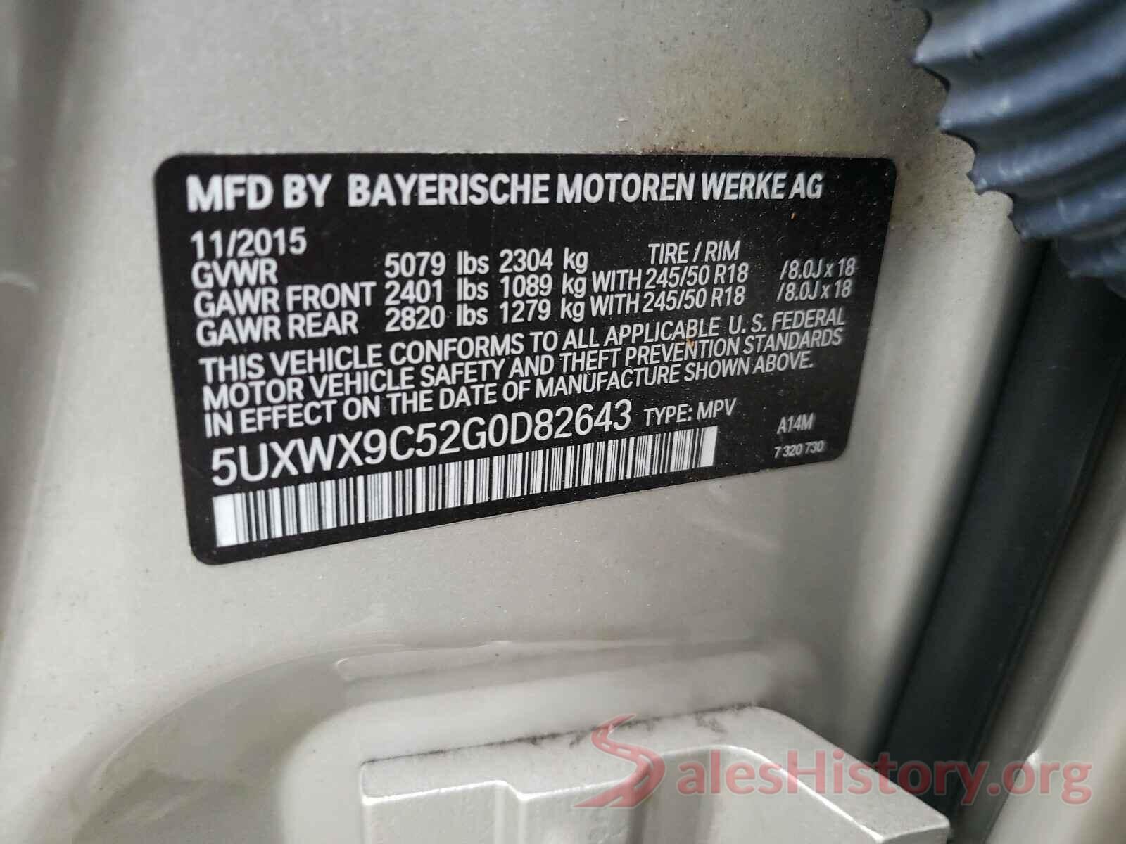 5UXWX9C52G0D82643 2016 BMW X3